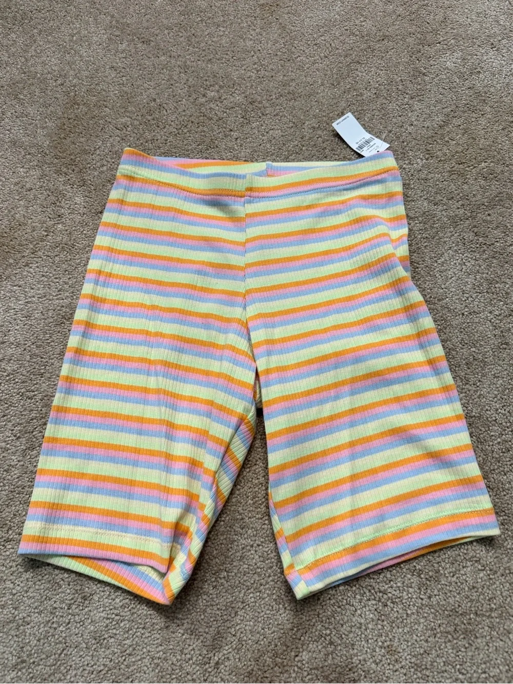 Old Navy Girls' Pastel Rainbow Stripe & Lime Gingham Bike Shorts - 2 Pack